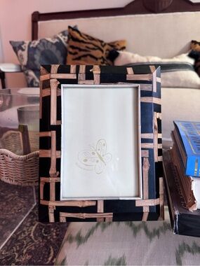 R&Y Augousti inlaid wood bamboo pattern picture frame vintage